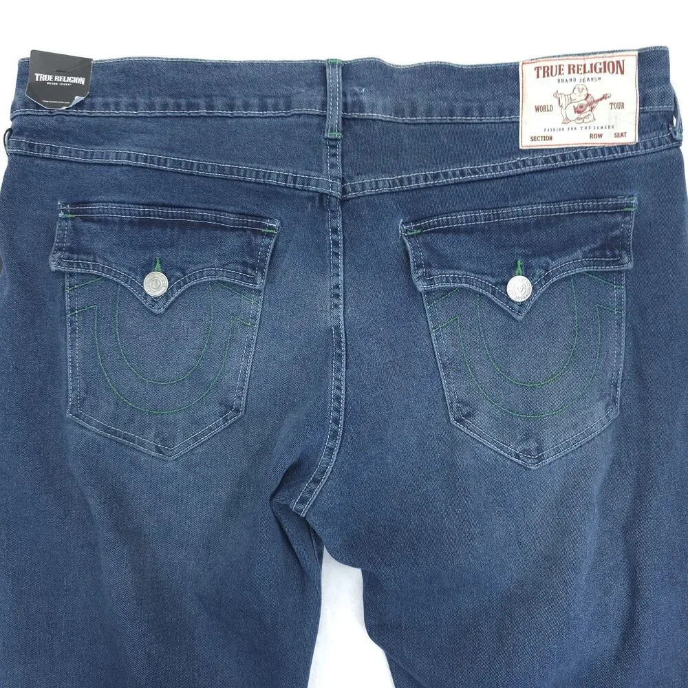 True Religion Dark Woodland Wash Ricky SN Flap Relaxed Straight Men's 38x34 NWT